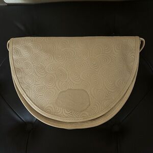 Carlos Falchi Tan Embossed Leather Clutch w/Shoulder-strap